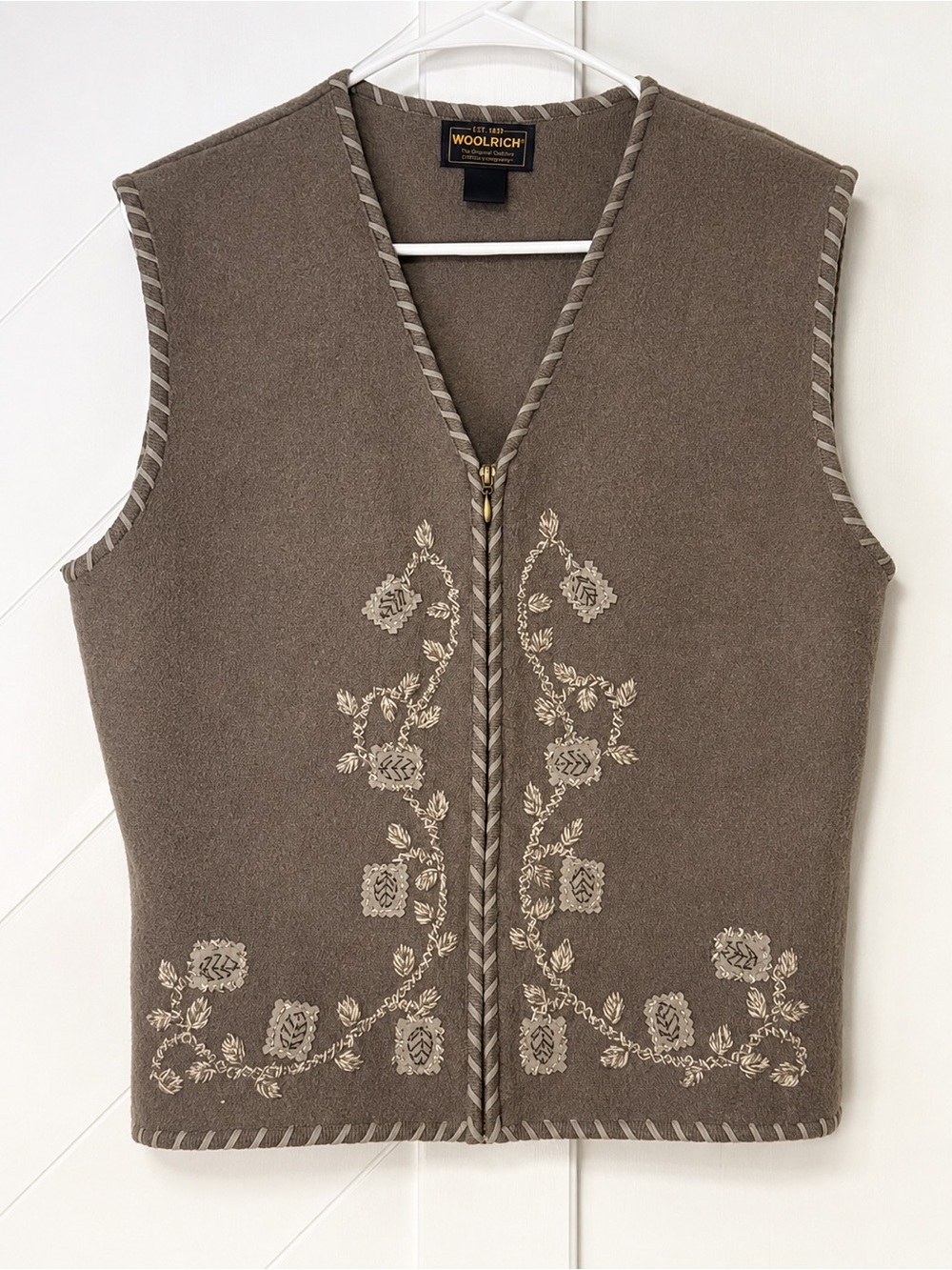 Woolrich Tumbleweed 100% Wool Embroidered Vest Brown Women’s Large
